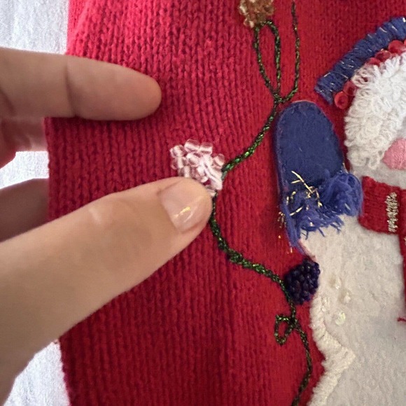 Vintage Ugly Christmas Holiday Sweater cardigan Large PETITE Full Zip Snowman - Picture 5 of 16